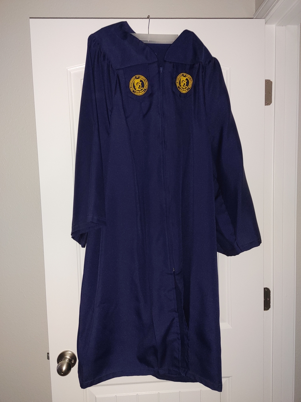 UNCG Commencement Gown with Gold Crest Detail